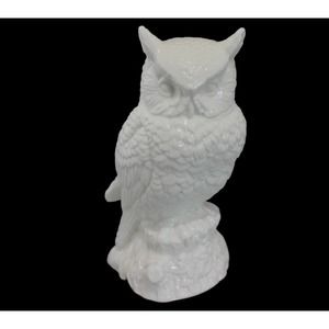 Genuine Bone China OWL Sculpture White Statue, Home Decor *RARE/HTF